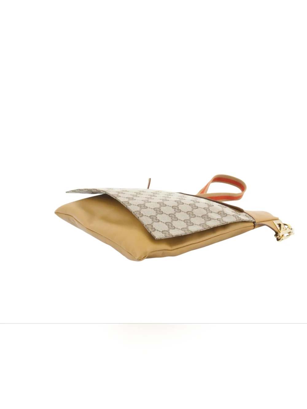 Gucci GG Web Crossbody Bag Monogram Canvas with Tan Leather Trim - Picture 6 of 8